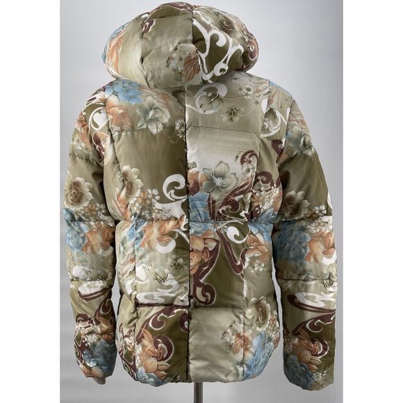 BOGNER Womens Down Cheetah Asian‎ Floral Hooded Ski Jacket Size 10 - Picture 9 of 10